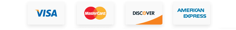 Accepted payment methods — Visa, Mastercard, Discover, American Express