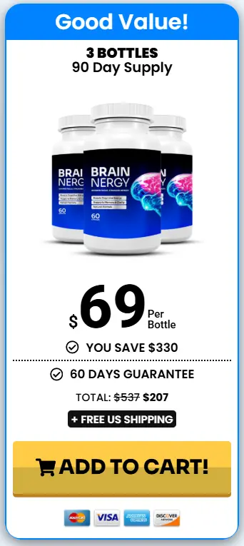 Brainergy™ 3-bottle package — 90-day supply $69 per bottle free shipping