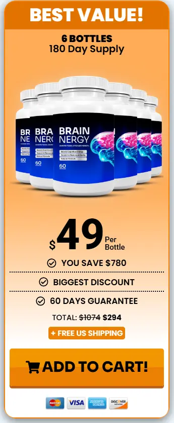 Brainergy™ 6-bottle best value — 180-day supply $49 per bottle + free shipping